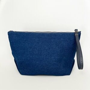 NEW Madewell Blue Denim Pouch Clutch Wristlet Cosmetic Bag Minimalist Classic